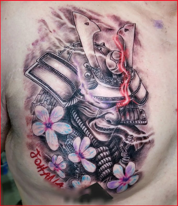samurai chest tattoos