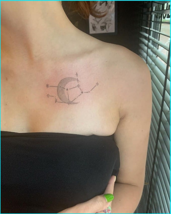 virgo tattoos on collar-bone