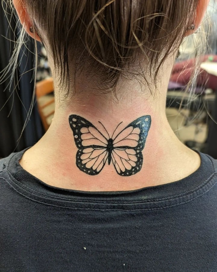 butterfly neck tattoo