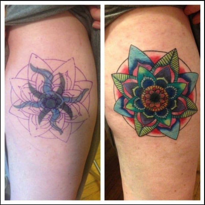 flower cover up tattoo 