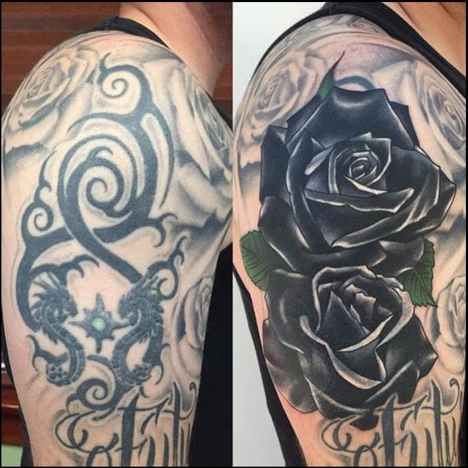 flower cover up tattoo 