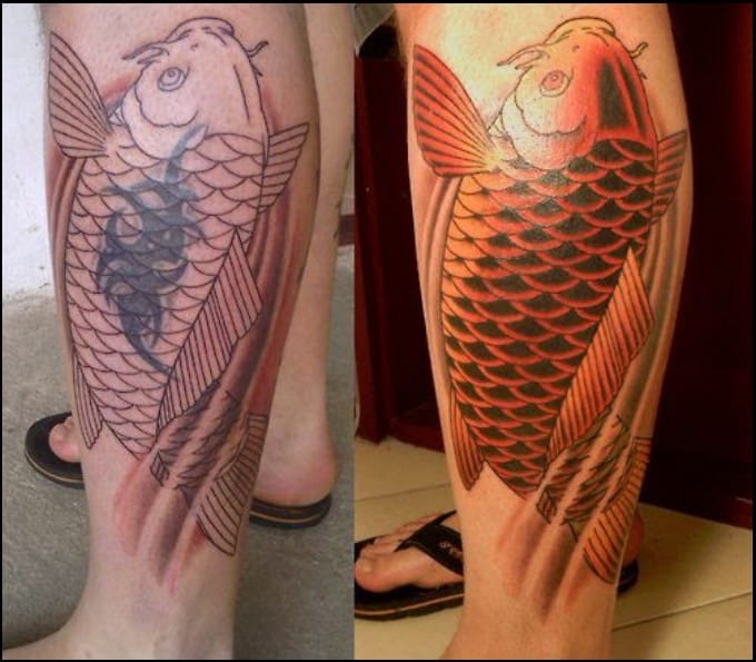 leg tattoo cover up 