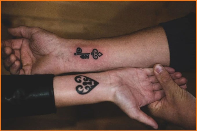 lock and key tattoos on wrist