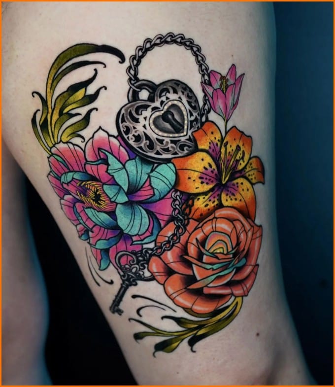 lock and key friendship tattoos