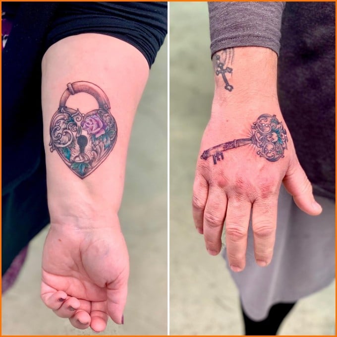 lock and key tattoos for couples