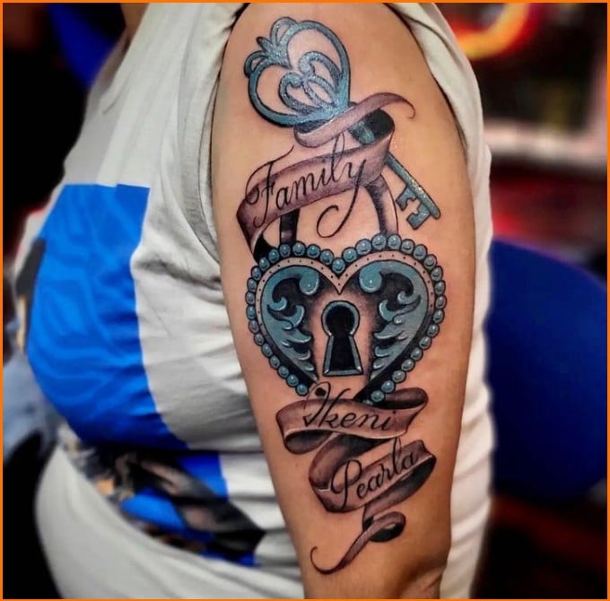 lock and key family tattoo
