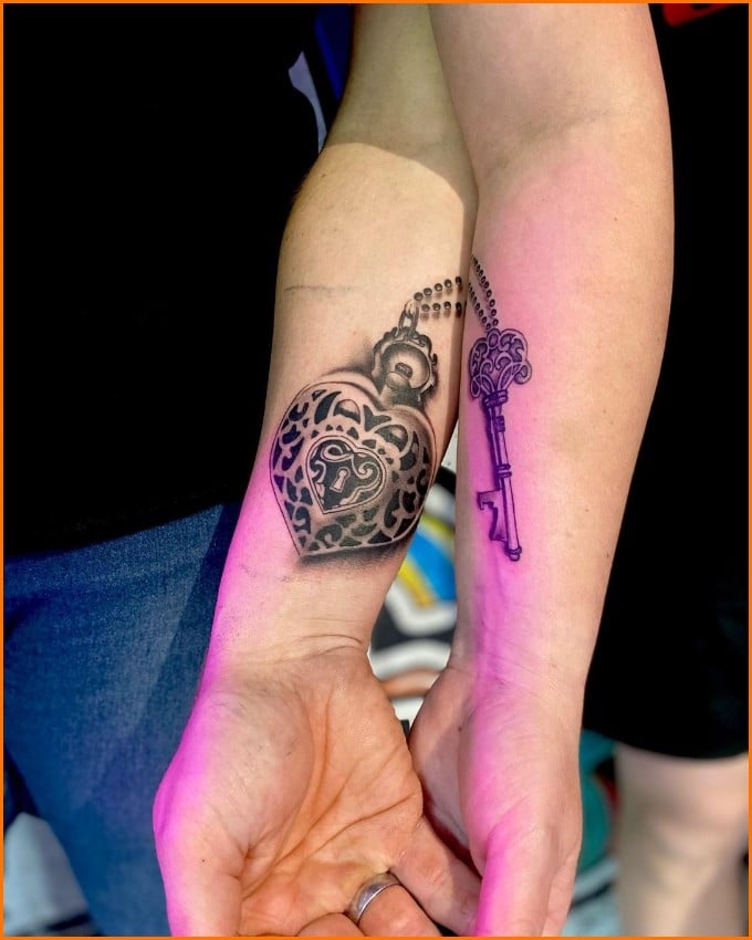 lock and key tattoos for couples