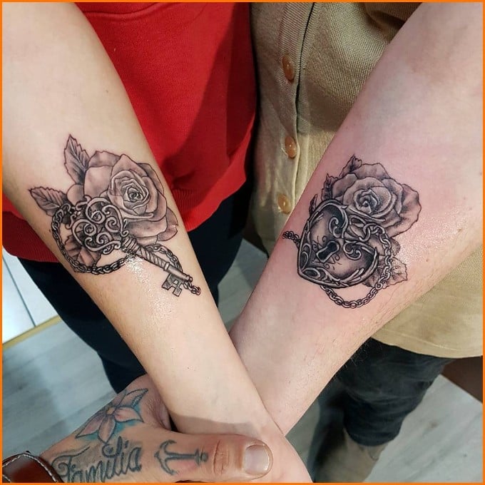 lock and key tattoos for best friends