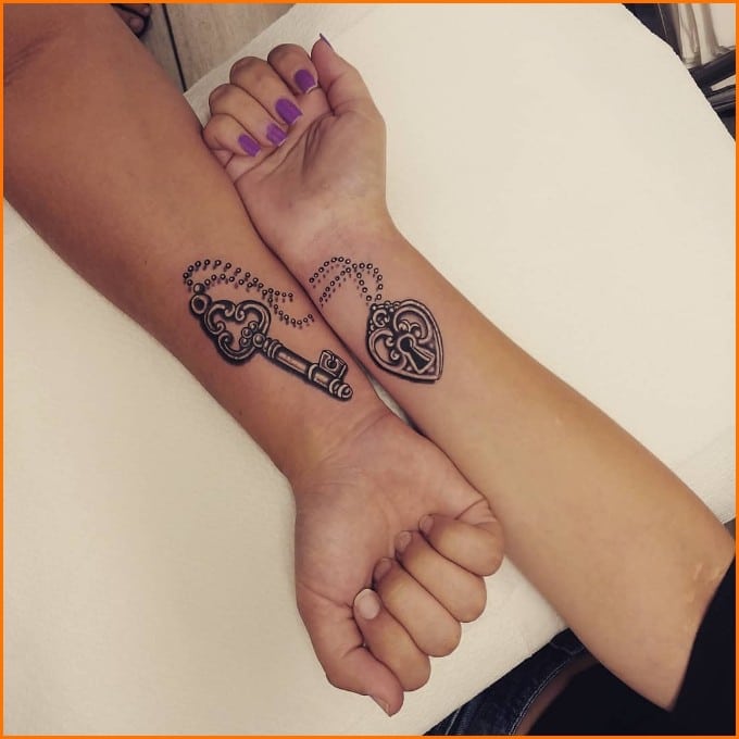lock and key tattoos on wrist