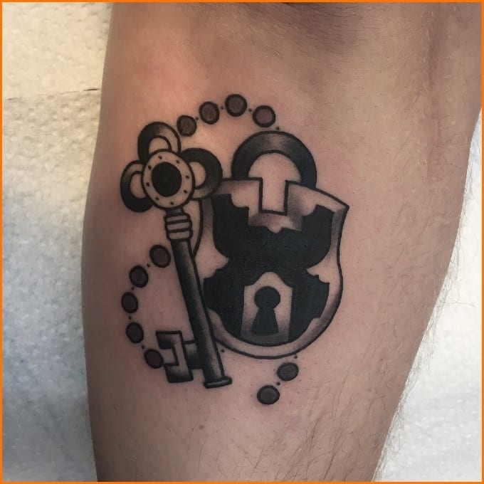 lock and key tattoos together