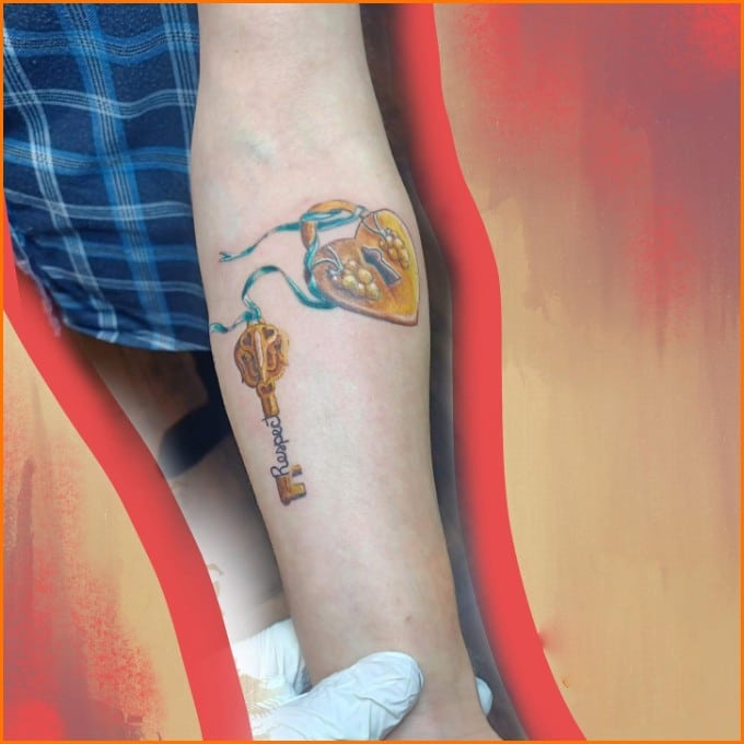 gold lock and key tattoos