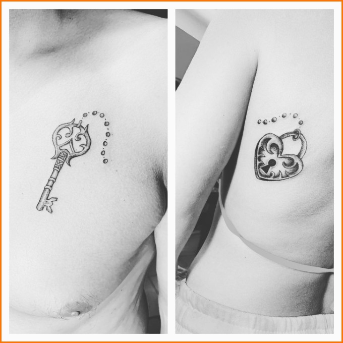 lock and key tattoos matching