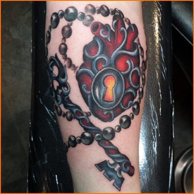 lock and key tattoos fire