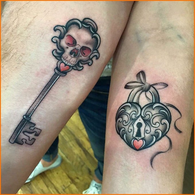 lock and key tattoos skull