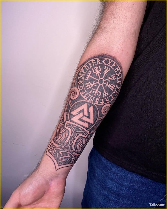 traditional viking mjolnir tattoo