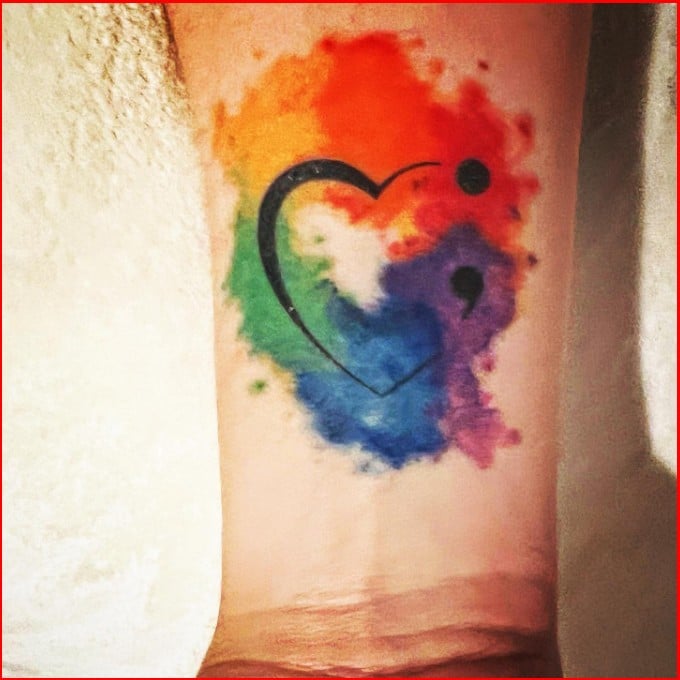 heart semicolon tattoo