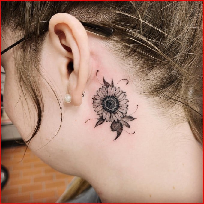 sunflower semicolon tattoo