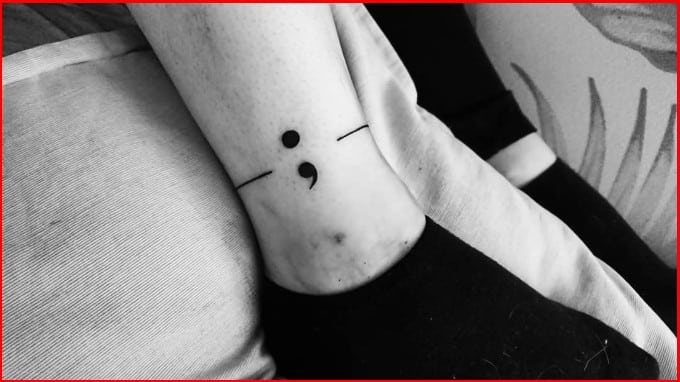 semicolon tattoo designs on ankle bracelet