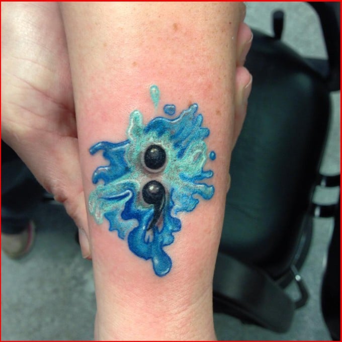 semicolon tattoo watercolor