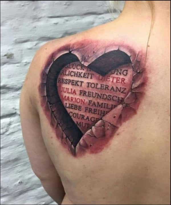 3d heart tattoos