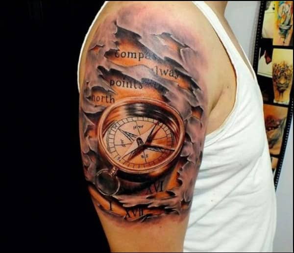 3d compass tattoos for arm