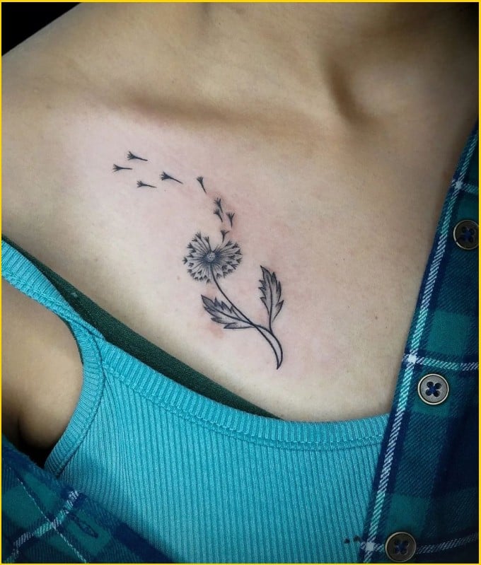 Best dandelion tattoos on chest