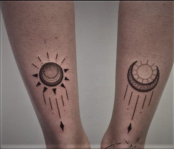 Sun and moon tattoos