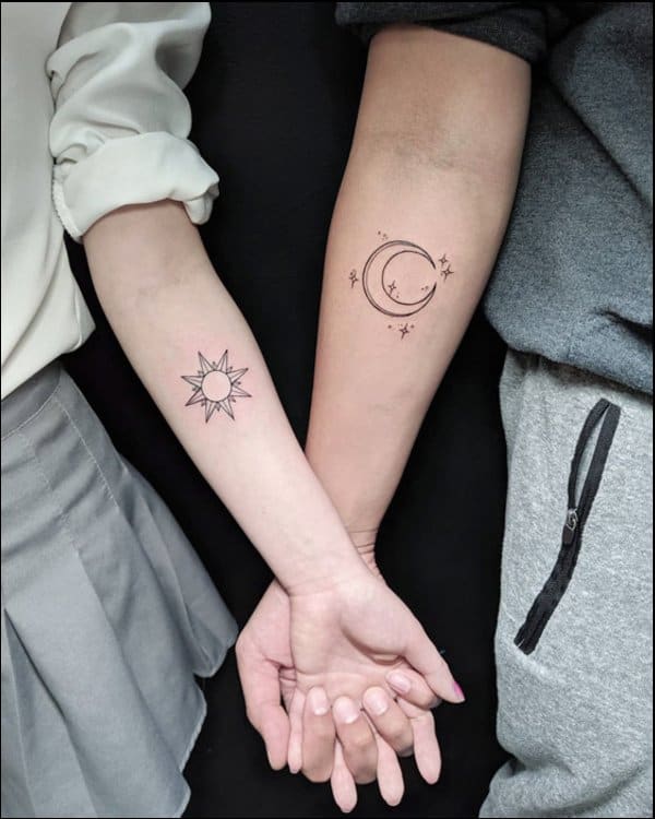 Sun and moon tattoos