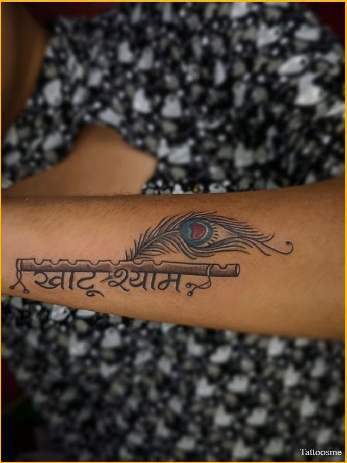khatu shyam baba tattoo on forearm