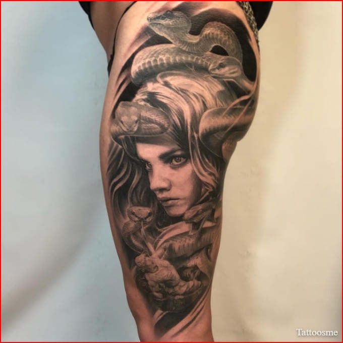 medusa tattoo thigh