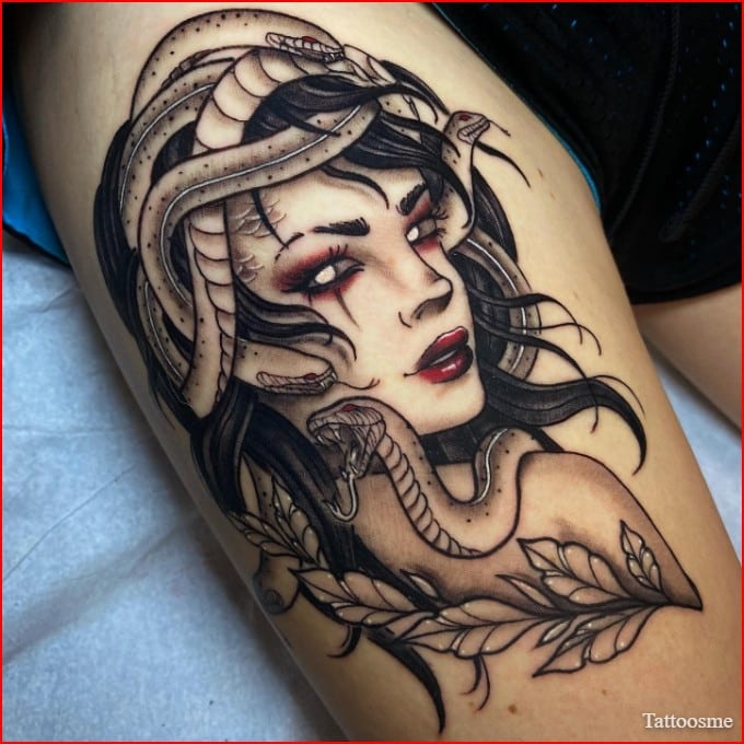 medusa tattoo thigh