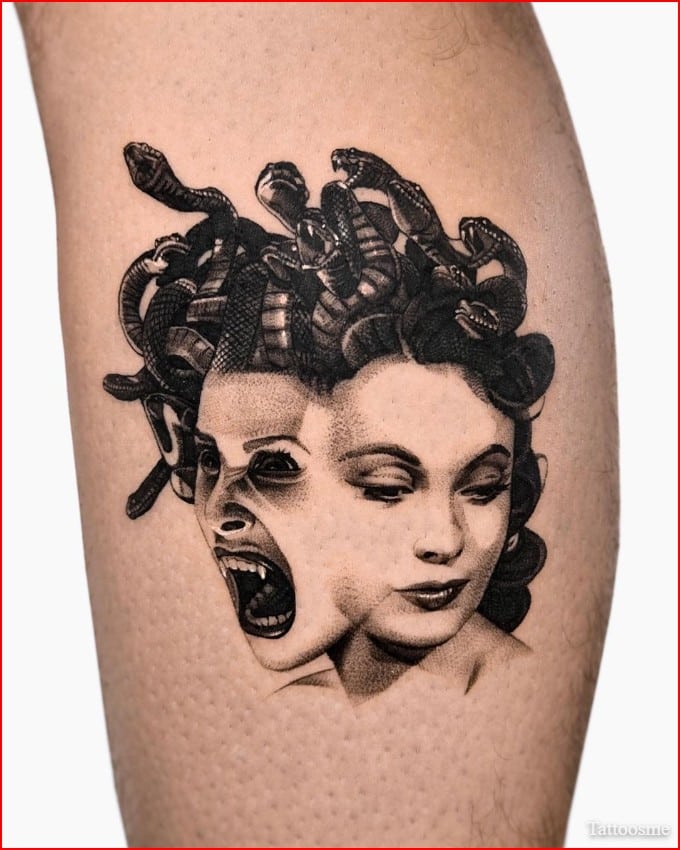 medusa tattoo black and grey