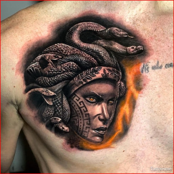 medusa tattoo on chest for men