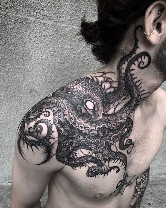 octopus neck tattoo