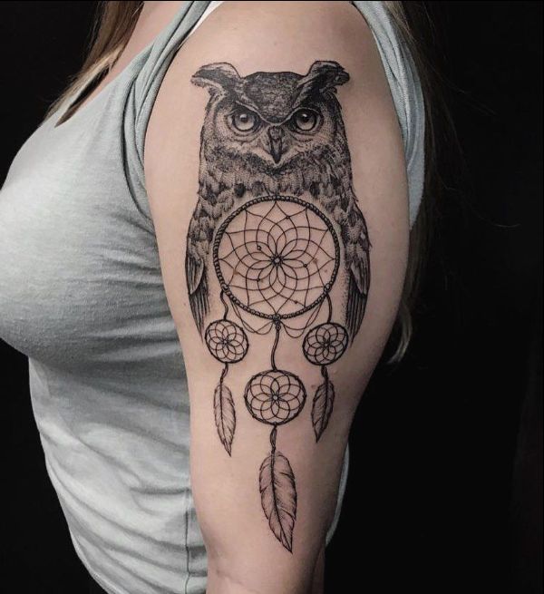 watercolor owl tattoo