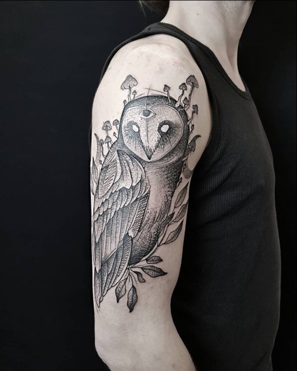 geometric owl tattoo