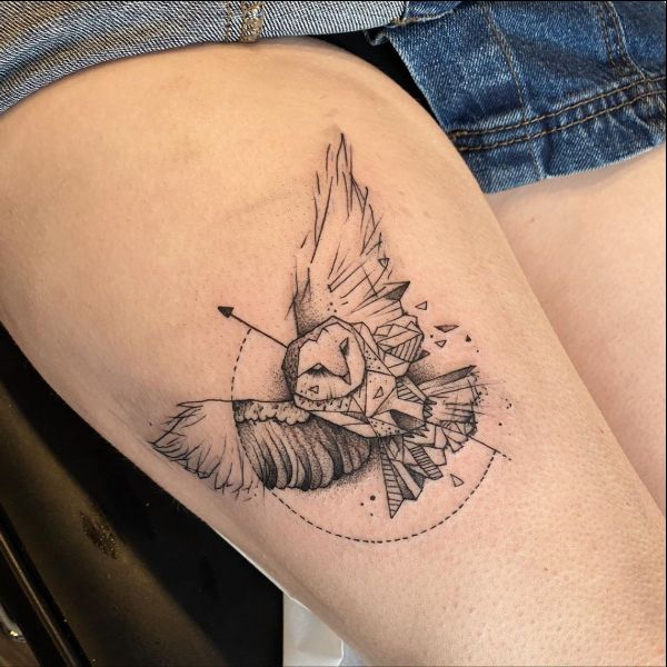 geometric owl tattoo