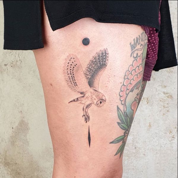 watercolor owl tattoo