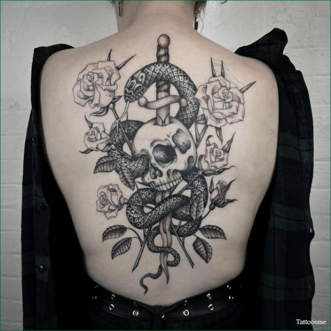 snake on sword tattoo