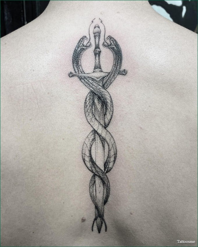 snake on sword tattoo