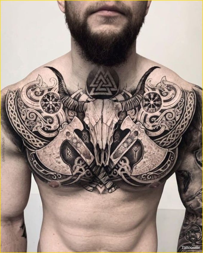 viking chest tattoo